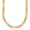 14K Polished and Textured 4mm Fancy Long Link 24 inch Necklace