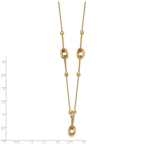 14K Polished Bead and Link w/1.5 in ext. Necklace