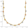 14K Tri-color Polished Diamond-cut Fancy Beaded 18 inch Necklace