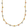 14K Tri-color Polished Diamond-cut Fancy Beaded 18 inch Necklace