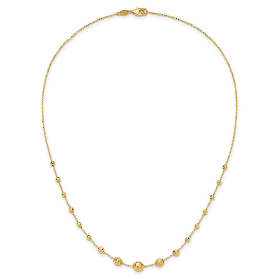 14K Polished Graduated Facet Beads 17 inch Necklace