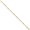 14k Tri-color Diamond-cut Beads and Mesh Chain 7-Station 7.25 inch Bracelet