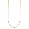 14K Tri-Color Diamond-cut Beads and Beaded Chain 18 inch Station Necklace