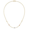 14K Tri-Color Diamond-cut Beads and Beaded Chain 18 inch Station Necklace