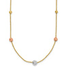 14K Tri-Color Diamond-cut Beads and Beaded Chain 18 inch Station Necklace