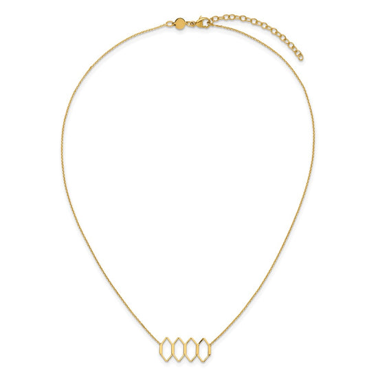 14K Polished Fancy Shapes w/2 in ext. Necklace