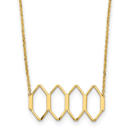 14K Polished Fancy Shapes w/2 in ext. Necklace