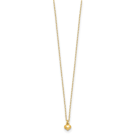 14k Polished Tiny Puffed Heart Pendant 16.5 inch Necklace