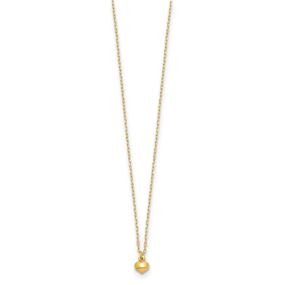 14k Polished Tiny Puffed Heart Pendant 16.5 inch Necklace