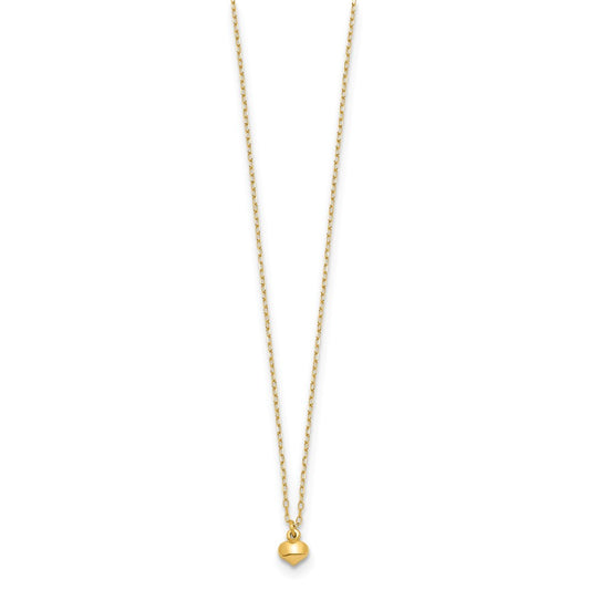 14k Polished Tiny Puffed Heart Pendant 16.5 inch Necklace