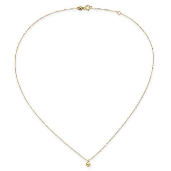 14k Polished Tiny Puffed Heart Pendant 16.5 inch Necklace