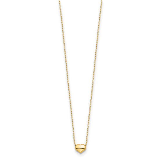 14k Polished Puffed Heart Pendant 16.5 inch Necklace