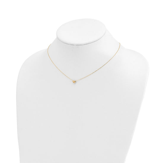 14k Polished Puffed Heart Pendant 16.5 inch Necklace