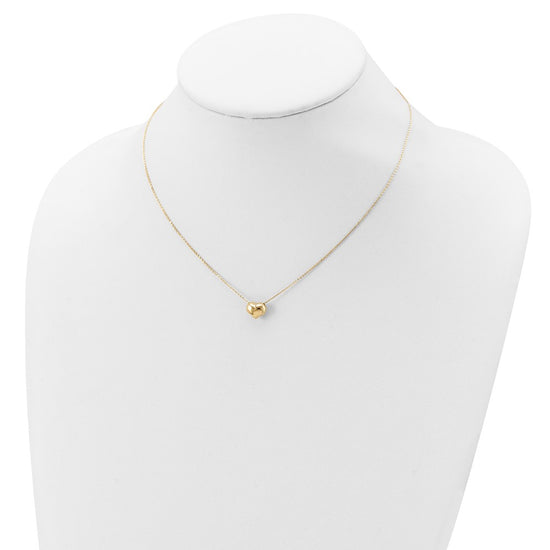 14k Polished Puffed Heart Pendant 16.5 inch Necklace