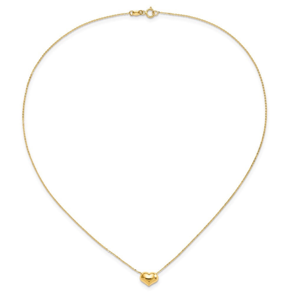 14k Polished Puffed Heart Pendant 16.5 inch Necklace