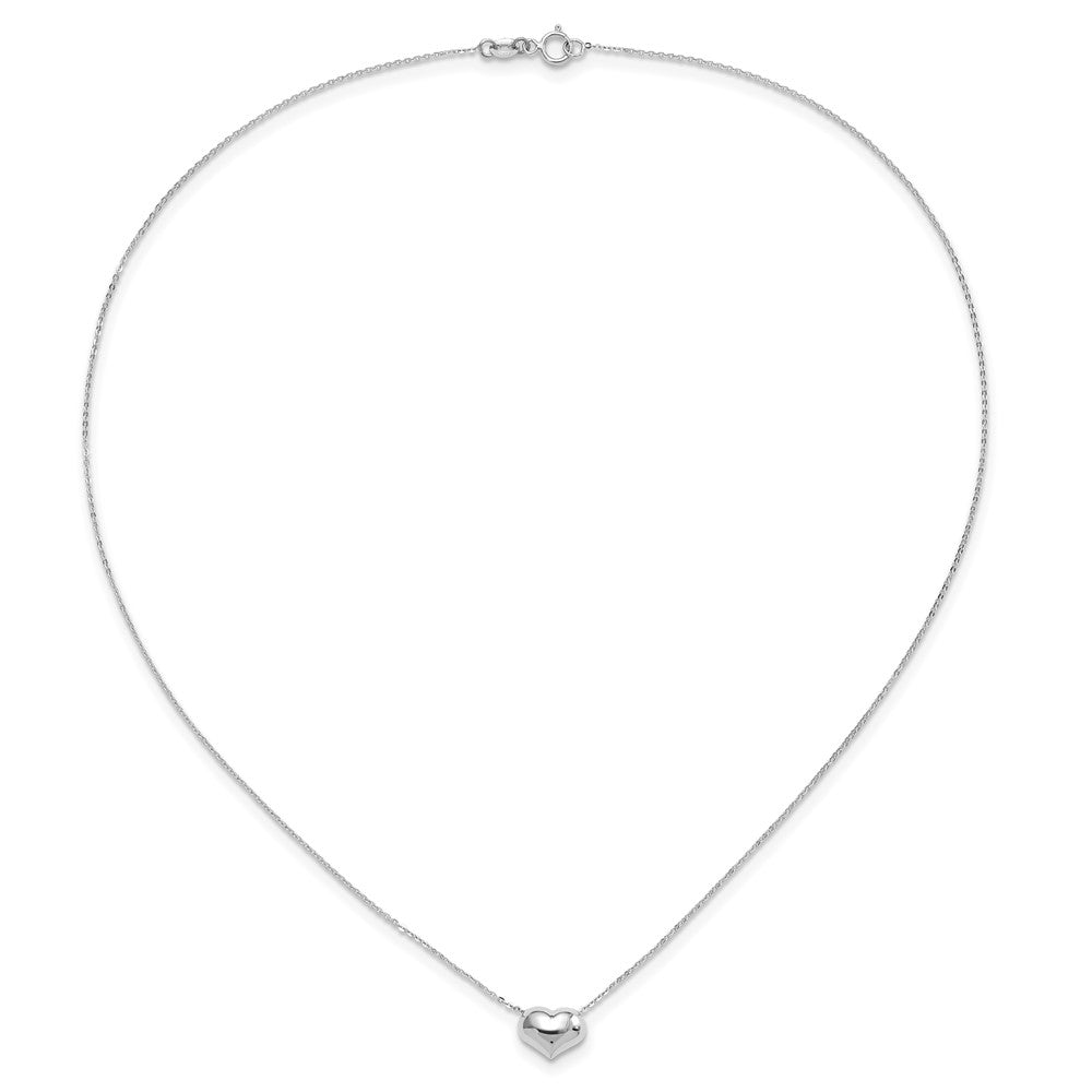 14k White Gold Polished Puffed Heart Pendant 16.5in Necklace