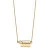 14K Safety Pin with Three Dangle Hearts and Beads 17 inch Necklace