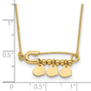 14K Safety Pin with Three Dangle Hearts and Beads 17 inch Necklace