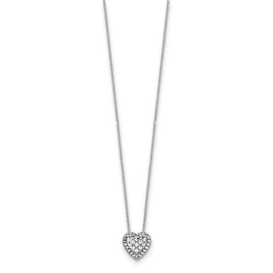 14k White Gold Diamond-cut Heart Slide 18 inch Necklace