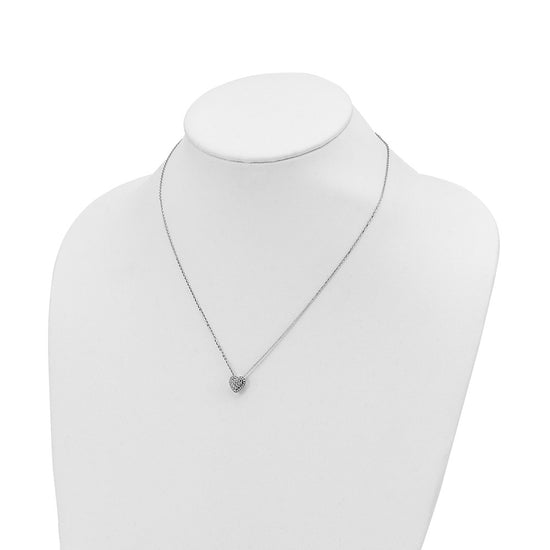 14k White Gold Diamond-cut Heart Slide 18 inch Necklace