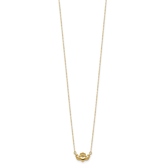 14K Polished Claddagh 17 inch Necklace