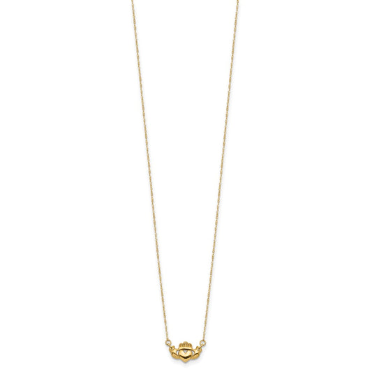 14K Polished Claddagh 17 inch Necklace