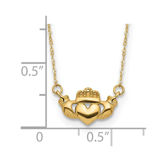 14K Polished Claddagh 17 inch Necklace