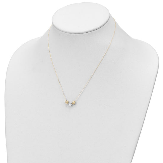 14K Two-tone Polished Laser-cut Beads 17 inch Necklace