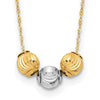14K Two-tone Polished Laser-cut Beads 17 inch Necklace