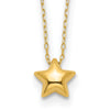 14k Polished Puffed Star Pendant 16.5 inch Necklace