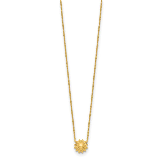 14k Polished Puffed Sun 16.5 inch Necklace