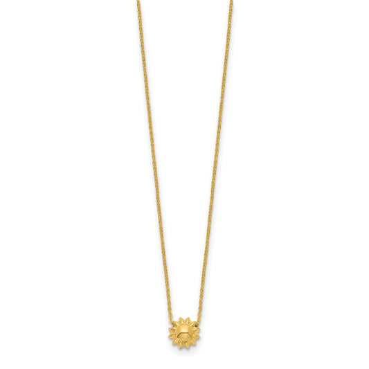 14k Polished Puffed Sun 16.5 inch Necklace