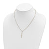14K Polished Oval Link Chain with Diamond-cut Bar Dangle 18 inch Necklace