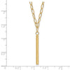 14K Polished Oval Link Chain with Diamond-cut Bar Dangle 18 inch Necklace