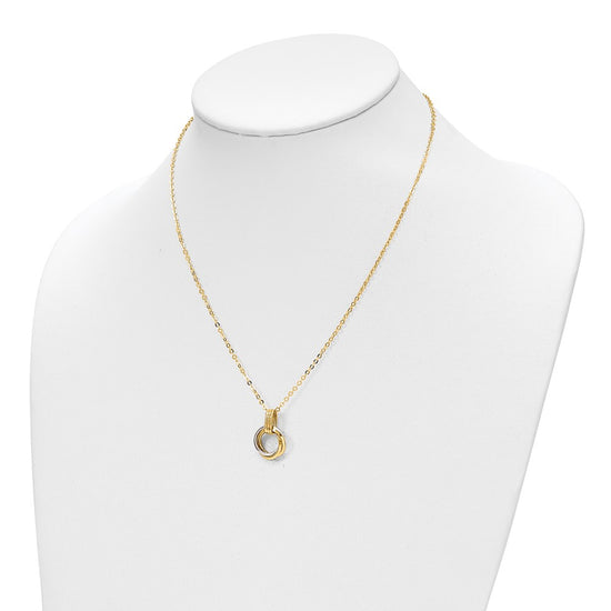 14K Two-tone Polished Intertwined Circles w/ .25 inch ext Necklace