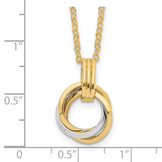 14K Two-tone Polished Intertwined Circles w/ .25 inch ext Necklace