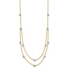 14K Two-tone Double Chain Textured Stars 18 inch Necklace
