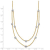 14K Two-tone Double Chain Textured Stars 18 inch Necklace