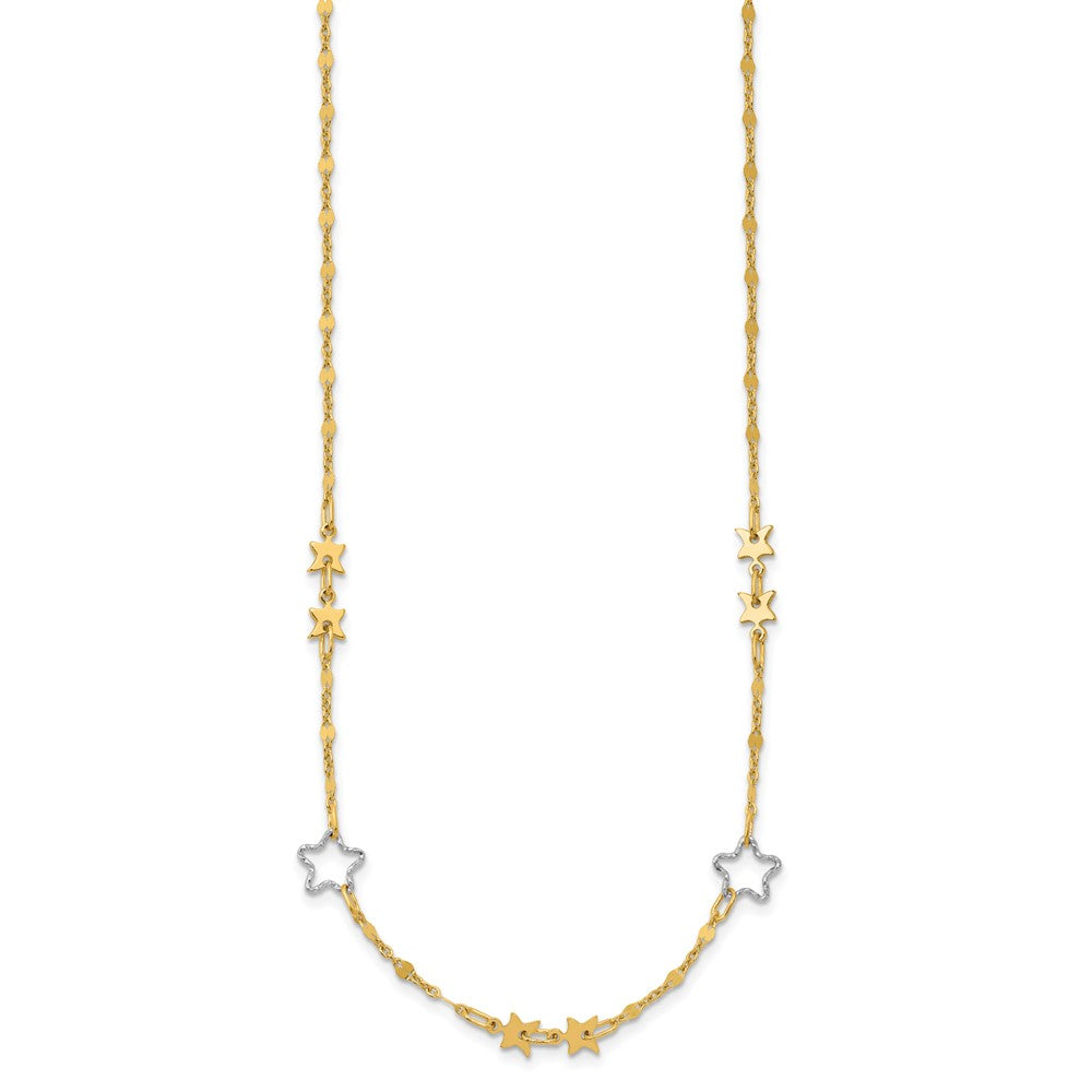 14K Two-tone Polished Star Necklace