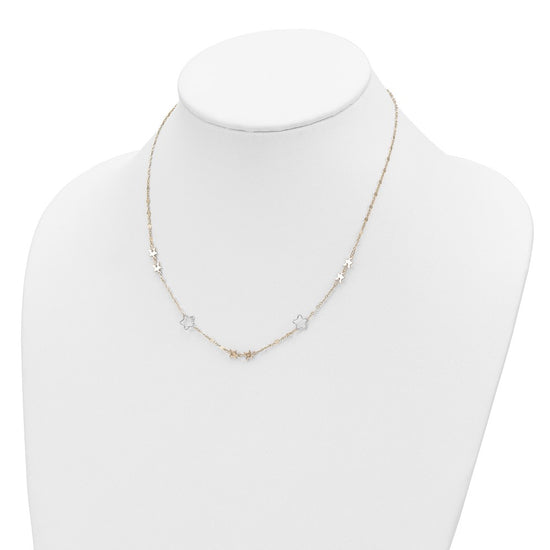 14K Two-tone Polished Star Necklace