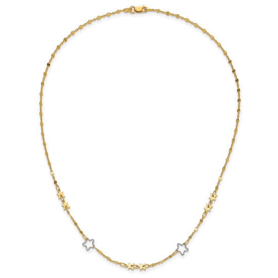 14K Two-tone Polished Star Necklace