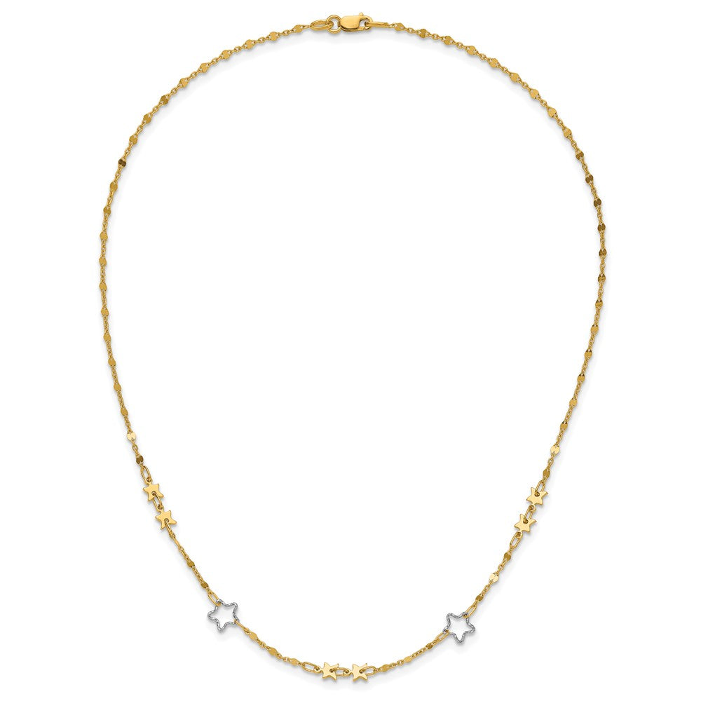 14K Two-tone Polished Star Necklace