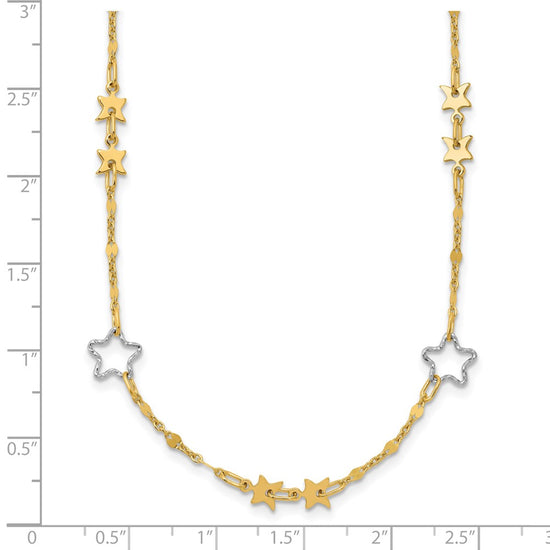 14K Two-tone Polished Star Necklace