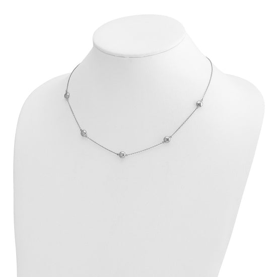 14k White Gold Polished 5 Station 16in w/2 in ext. Necklace