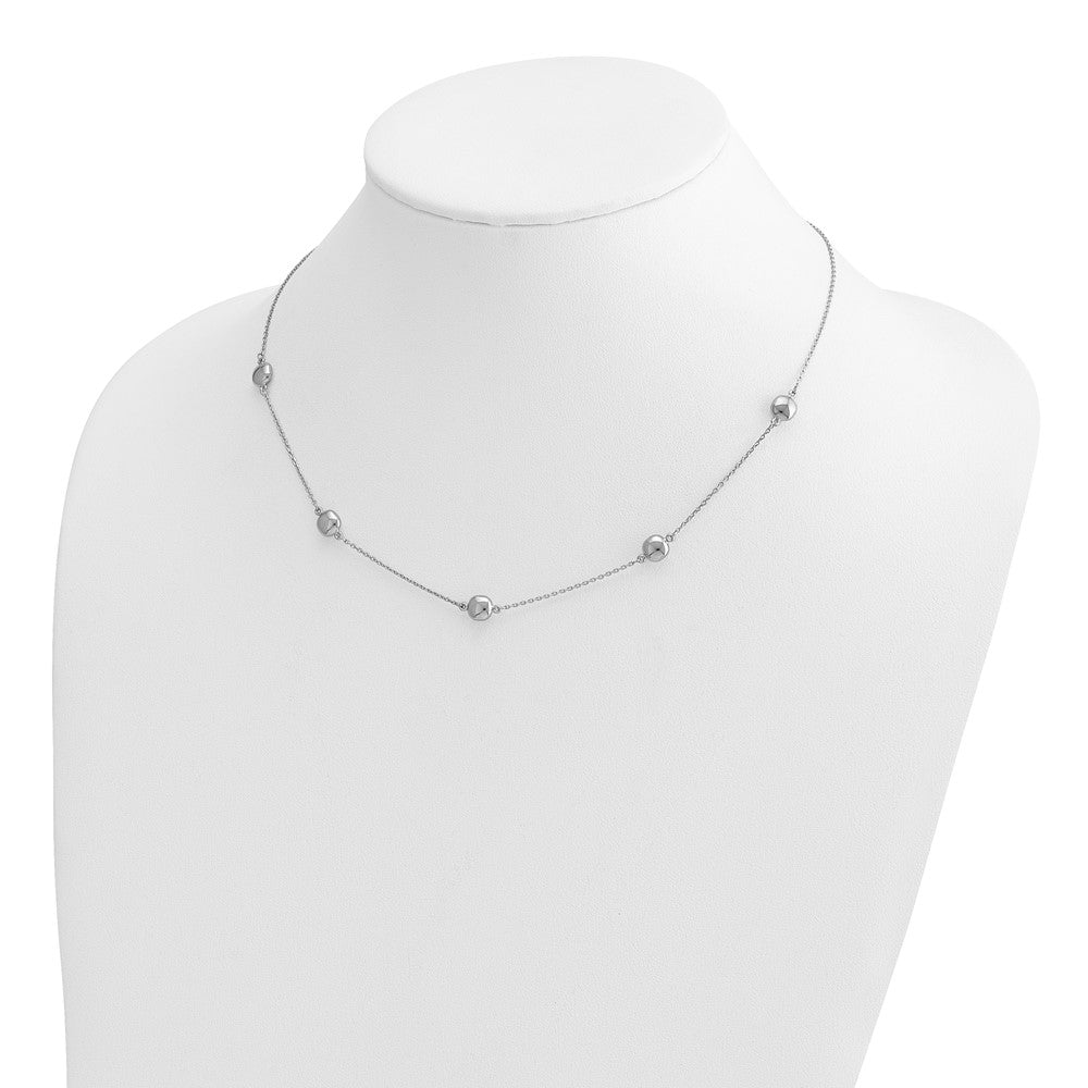 14k White Gold Polished 5 Station 16in w/2 in ext. Necklace