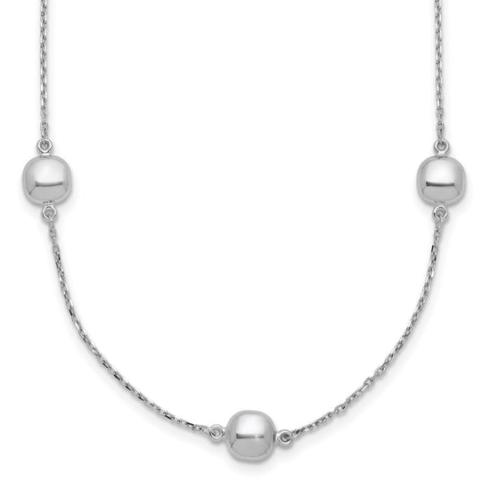 14k White Gold Polished 5 Station 16in w/2 in ext. Necklace