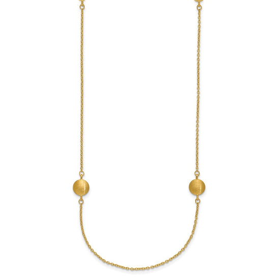 14K Brushed and Polished 8 Station Fancy 36in Necklace