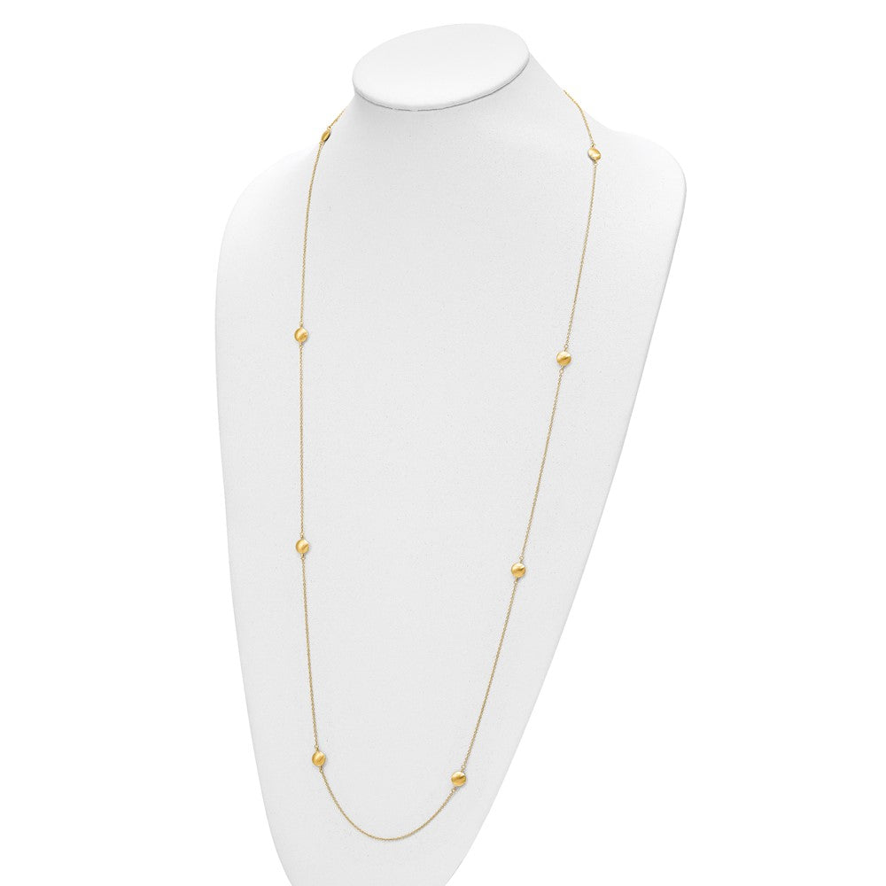 14K Brushed and Polished 8 Station Fancy 36in Necklace