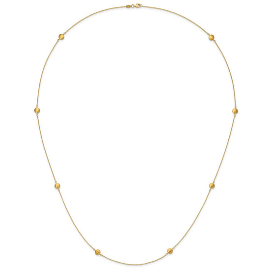 14K Brushed and Polished 8 Station Fancy 36in Necklace