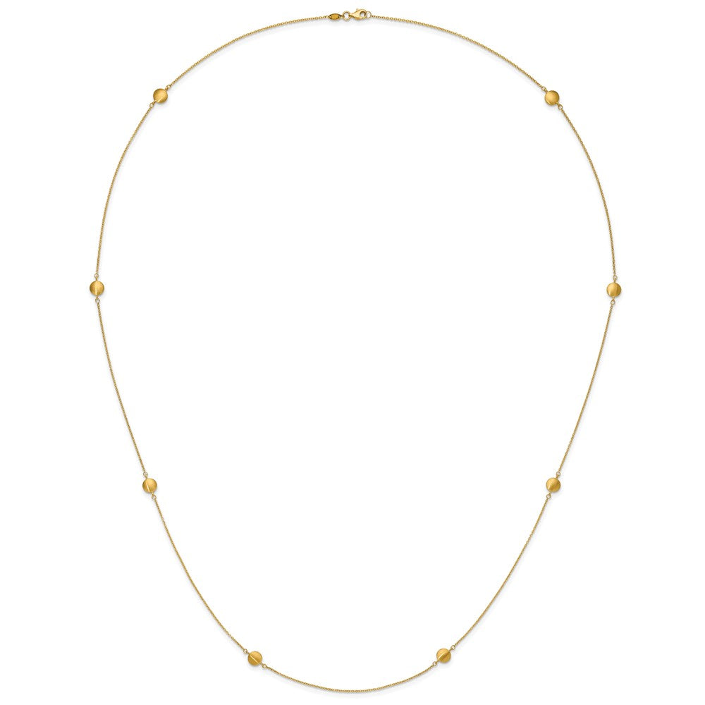 14K Brushed and Polished 8 Station Fancy 36in Necklace